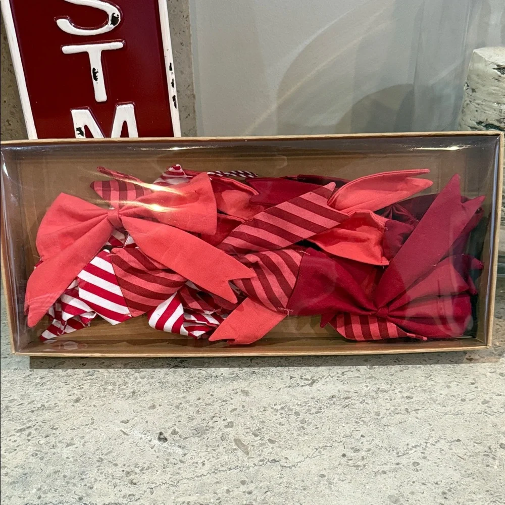 West Elm Red and White Christmas Bow Garland